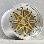 14/15/16inch 4*100/114.3 Black Polished Lip Gold Alloy Wheel Rim - Image 2