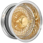 16X8 17X8 Golden Wire Wheels Reverse 100-Spoke Straight Lace Chrome Steel Rim