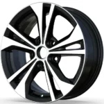 Replica 5 Holes Car Wheel Rim Set Black Color Silver Machined Face China Car Accessories Alloy Wheel and Wheel Rim