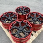 Two-Piece Forged Black Spokes Red Lip 5 Holes Car Wheel