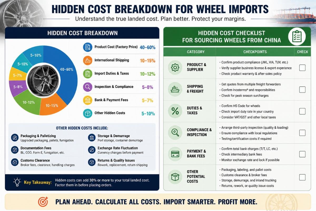 Hidden cost breakdown for wheel imports