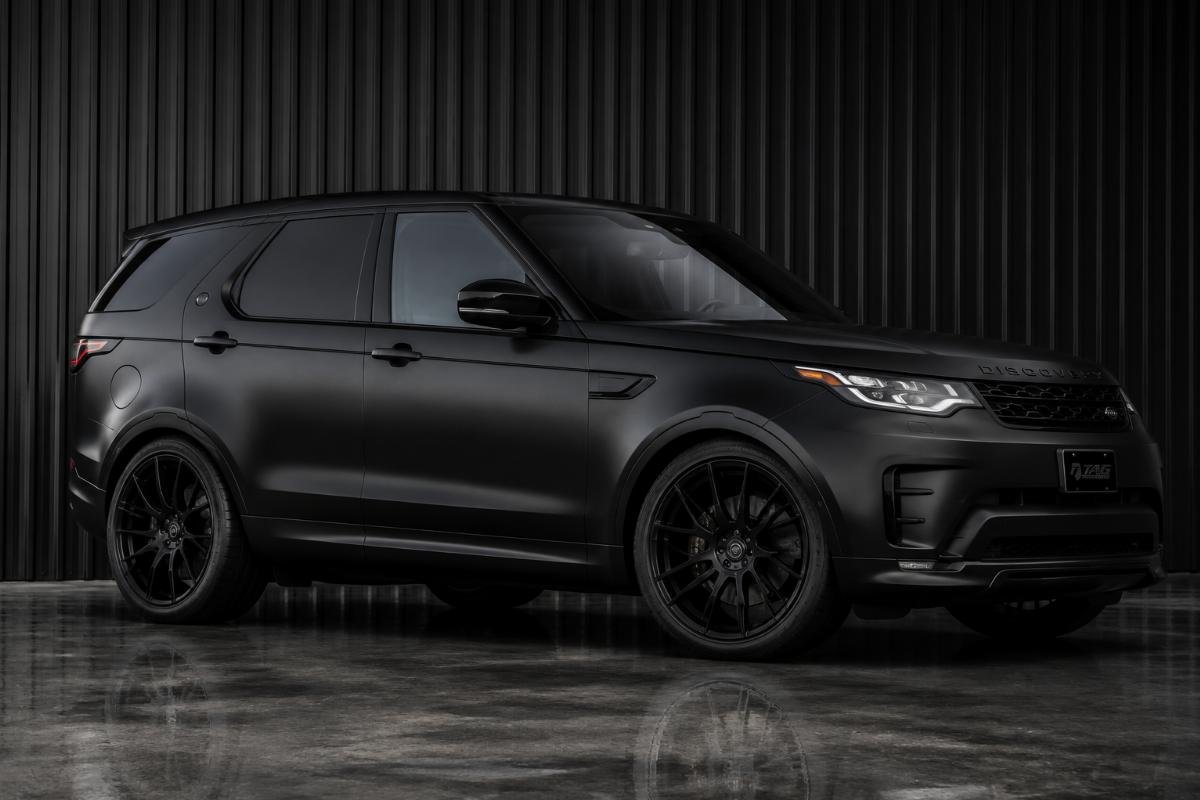 Matte black wheel product shots for e-commerce retail listings Matte black wheels mounted on a modified SUV for product photography