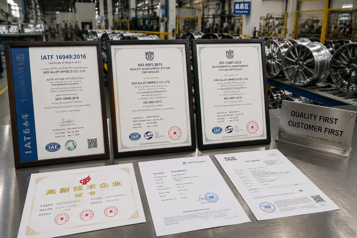 Supplier quality certification documents laid out on a production facility table