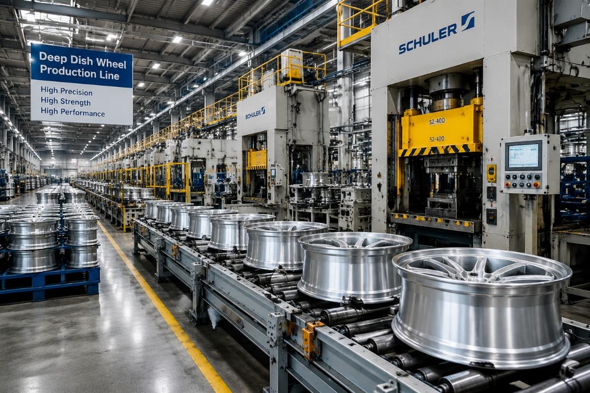 Wheel factory production facility Factory production line for high volume deep dish wheel manufacturing